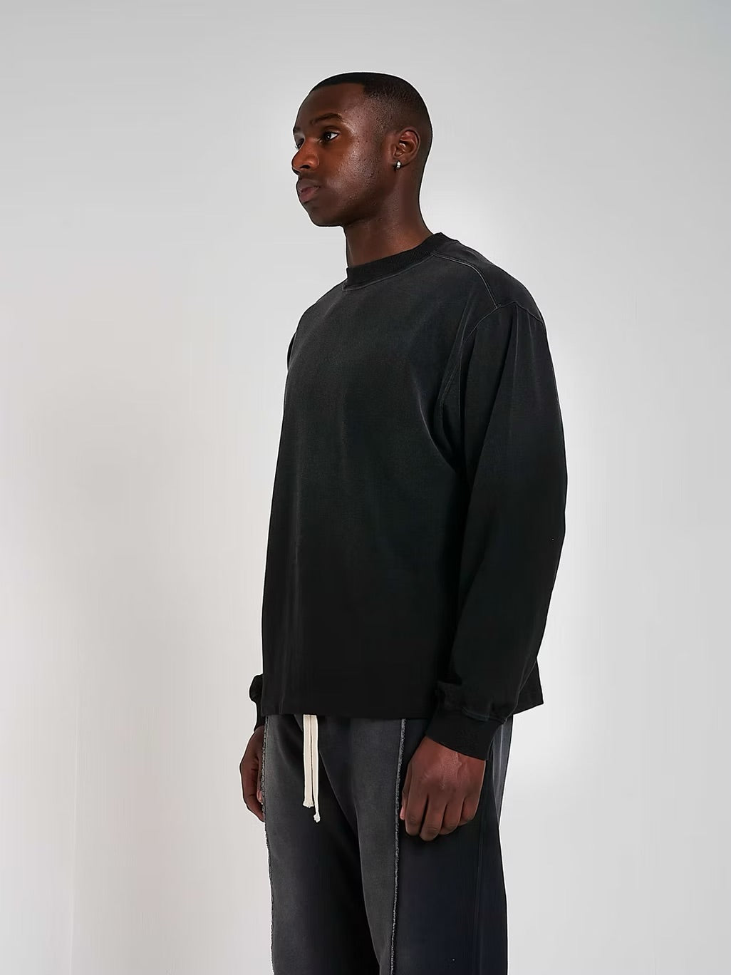 BLANK HEAVYWEIGHT FADE OUT LONGSLEEVE TEE BLACK