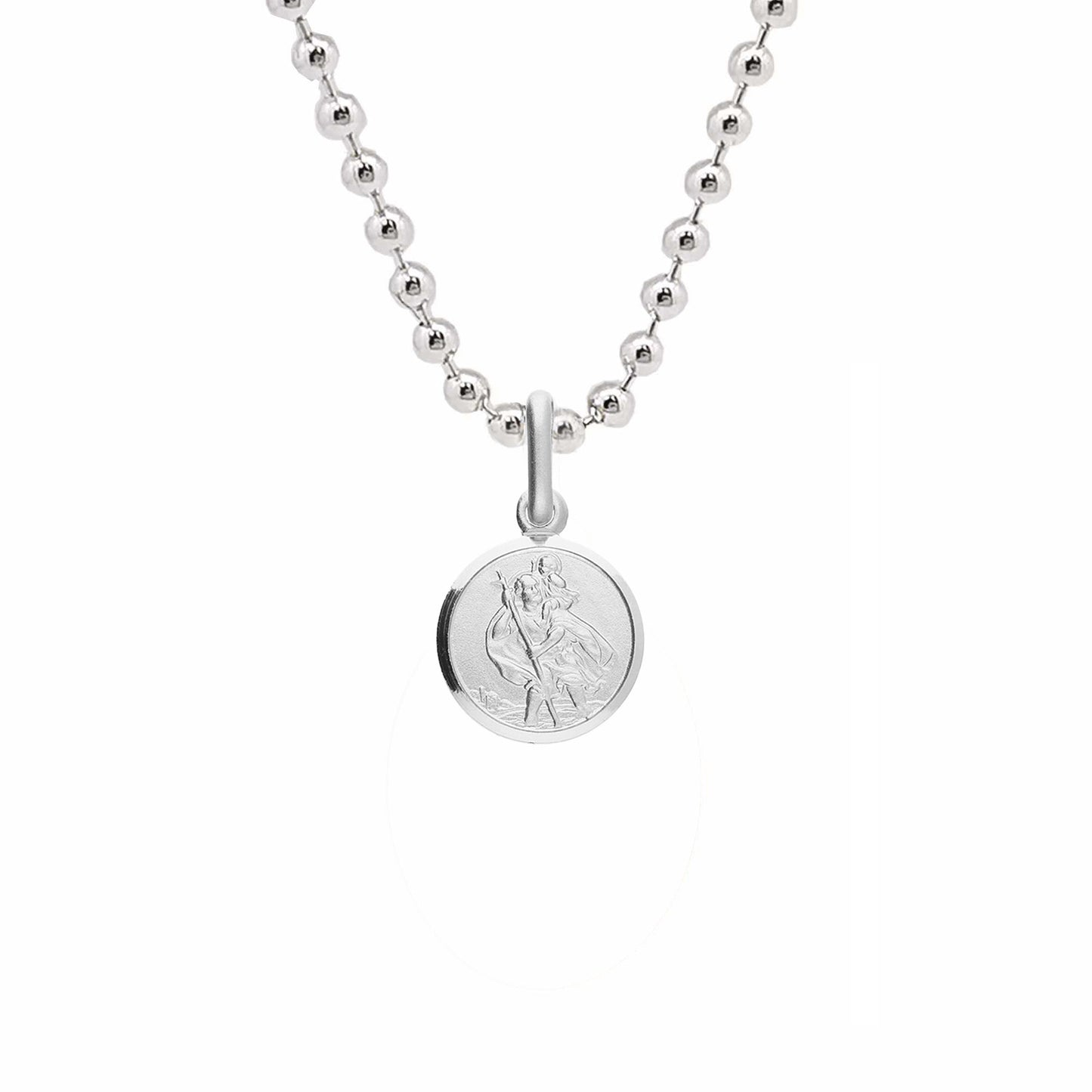 Classic Tiny St Christopher Necklace Sterling Silver 10mm