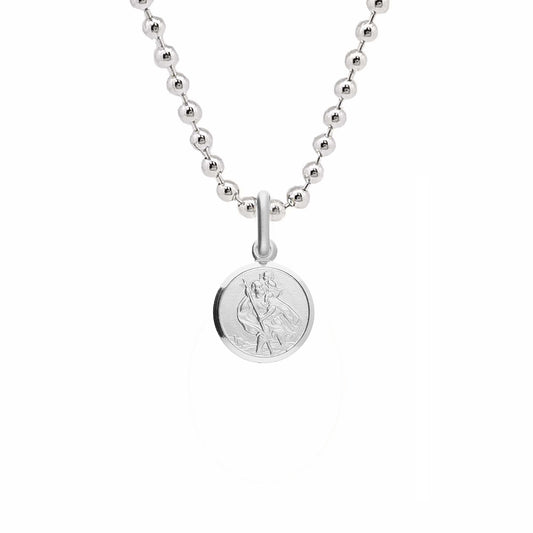 Classic Tiny St Christopher Necklace Sterling Silver 10mm
