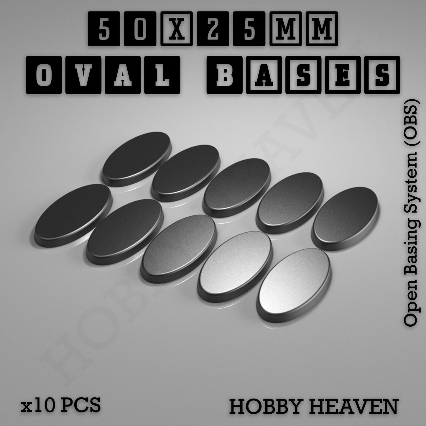 50x25mm Oval Textured Bases 3D Printed