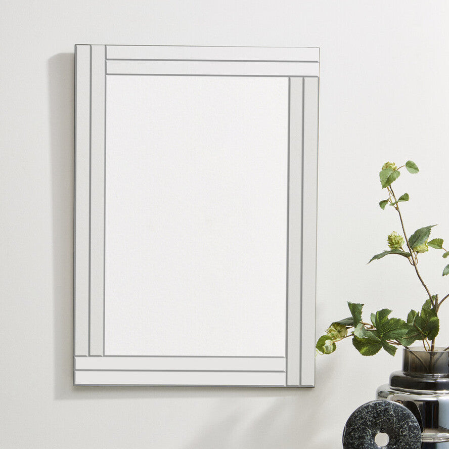Milania Bevelled Edge Wall Mirror with Double Line Frame