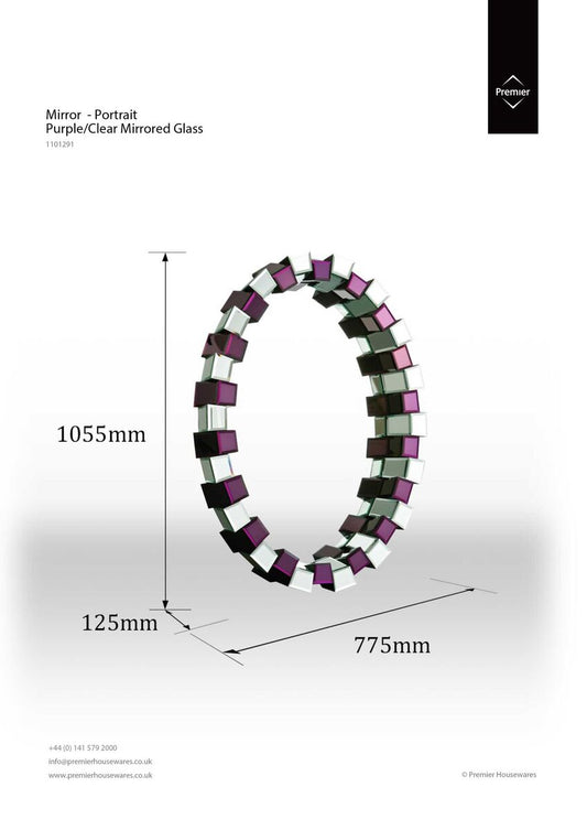 Carlotta Purple Mirrored Glass Wall Mirror