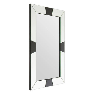 Milania Black And White Bevelled Border Wall Mirror