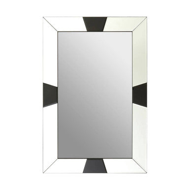 Milania Black And White Bevelled Border Wall Mirror