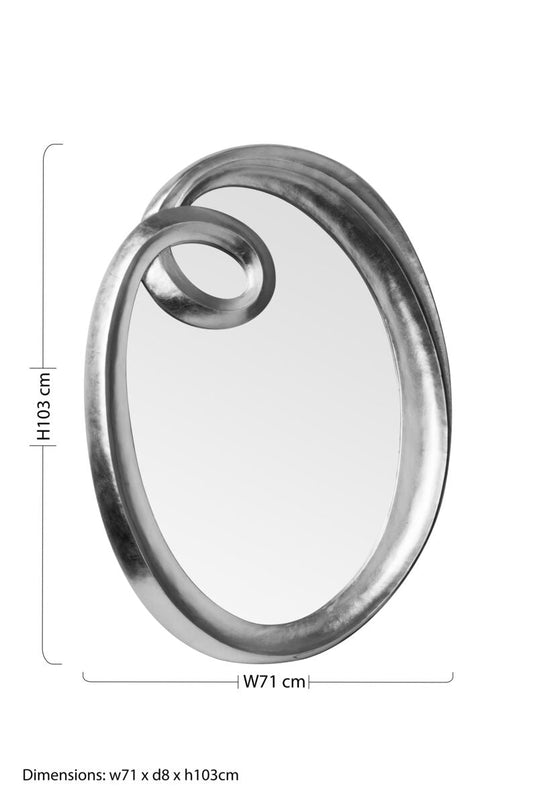 Zenya Swirl Design Silver Wall Mirror
