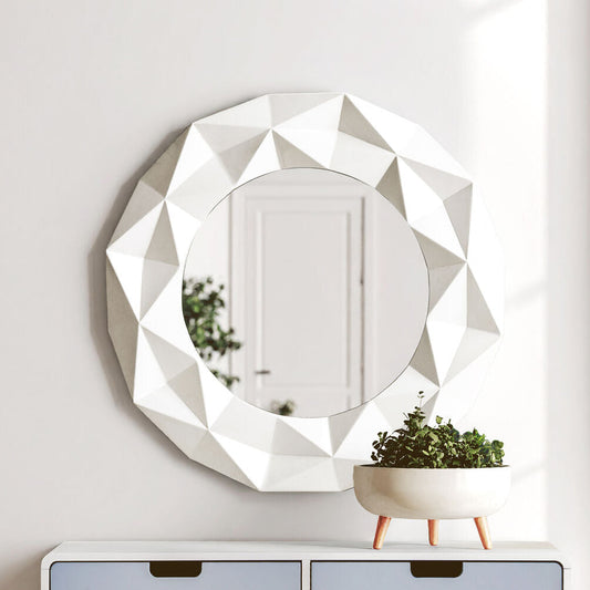 Stockholm White High Gloss Round Wall Mirror