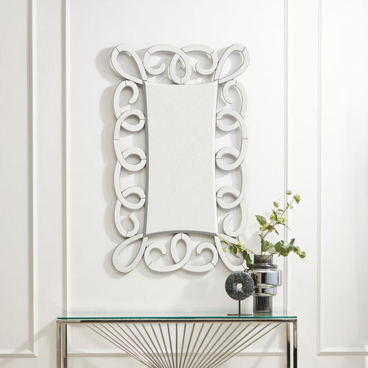 Vivienne Black and Silver Scroll Design Wall Mirror