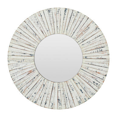 White Wash Round Wall Mirror | Driftwood