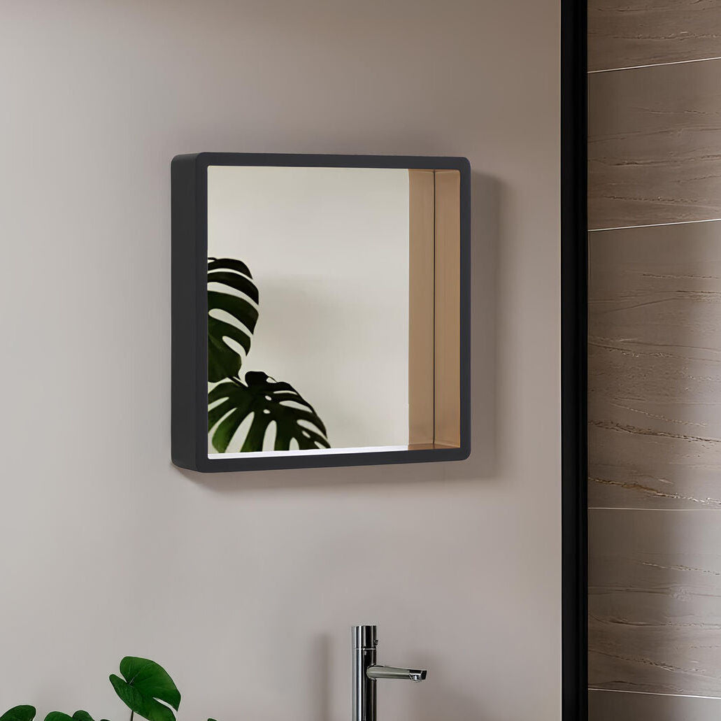 Small Black Wall Mirror with Gold Edge | Bisha