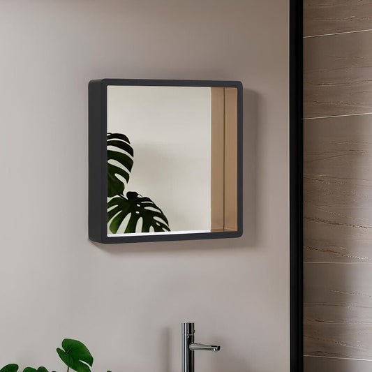 Small Black Wall Mirror with Gold Edge | Bisha