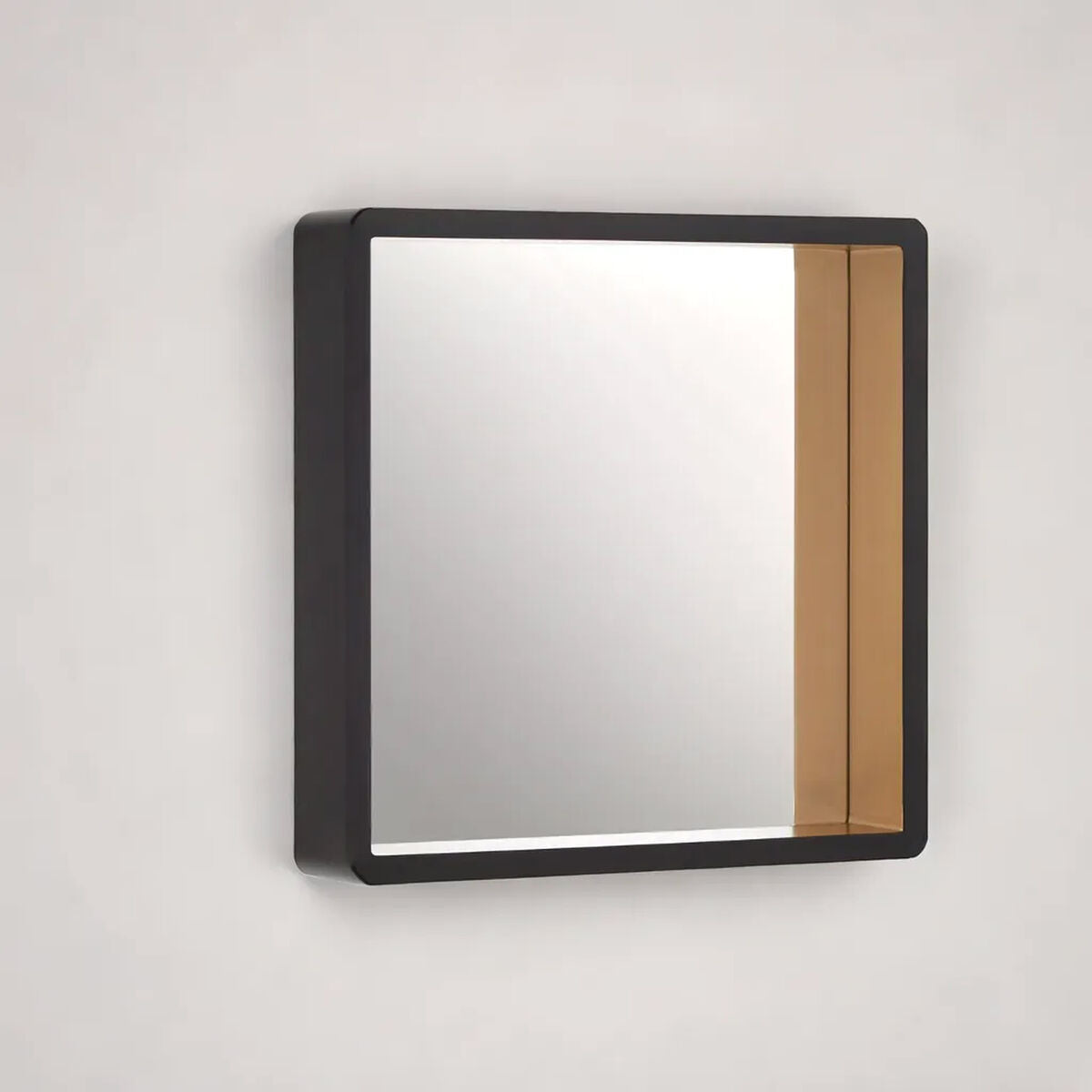 Medium Black Wall Mirror with Gold Edge | Trosa