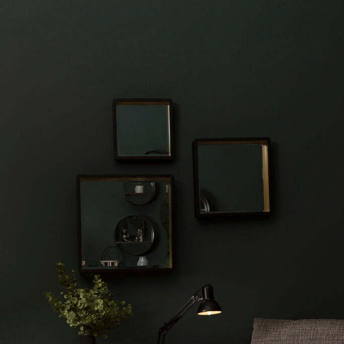 Large Black Wall Mirror with Gold Edge | Trosa