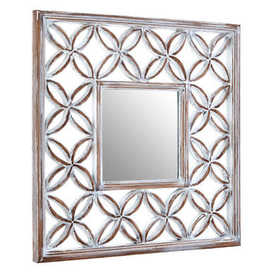 Antique White Lattice Frame Wall Mirror | Indus