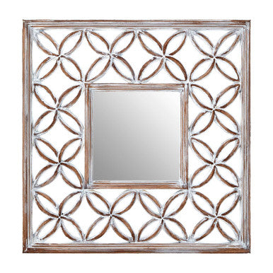 Antique White Lattice Frame Wall Mirror | Indus