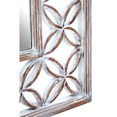 Indus Antique White Lattice Frame Wall Mirror