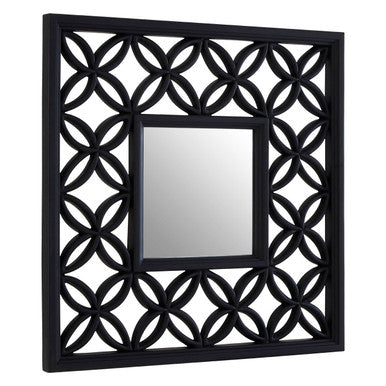 Square Black Lattice Frame Wall Mirror | Indus