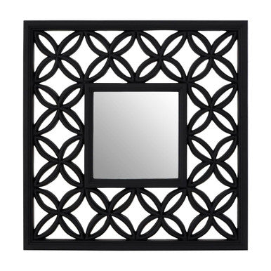 Square Black Lattice Frame Wall Mirror | Indus