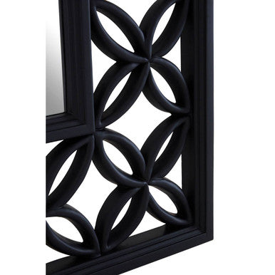 Square Black Lattice Frame Wall Mirror | Indus