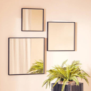 Loretta Matte Black Small Square Wall Mirror