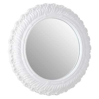 Plume Antique White Small Acanthus Leaf Wall Mirror