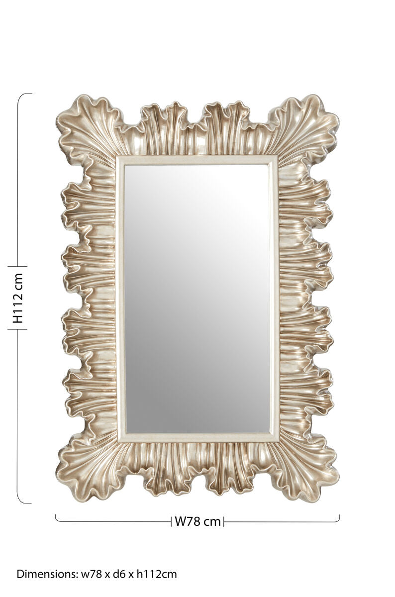 Sinarge Champagne Finish Clamshell Design Wall Mirror