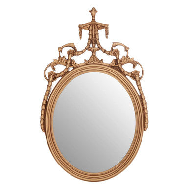 Le Marais Gold Finish Oval Acanthus Leaf Wall Mirror