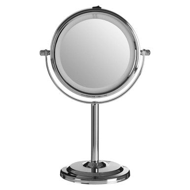 Cassini Chrome Iron LED Table Mirror