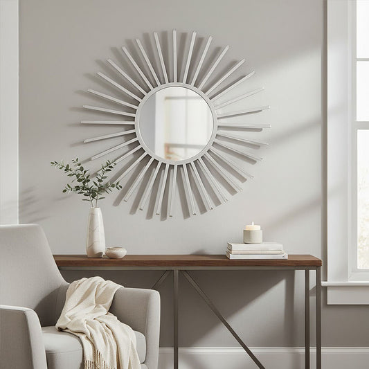 Farran Silver Finish Sun Wall Mirror