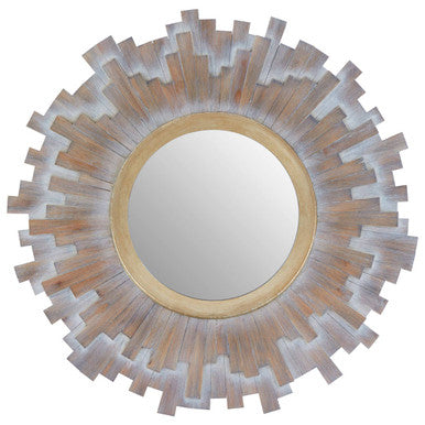 Multilevel Wooden Wall Mirror | Sunburst