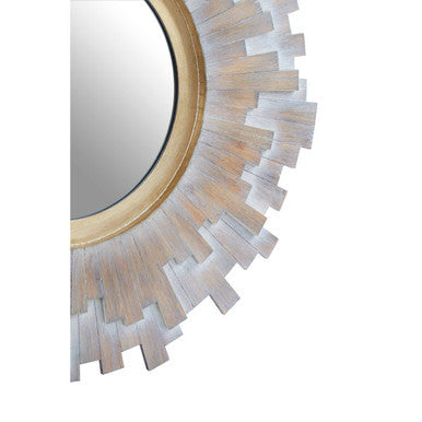 Multilevel Wooden Wall Mirror | Sunburst
