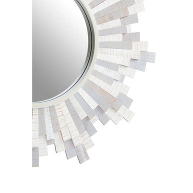 Grey and White Wooden Wall Mirror | Sunburst