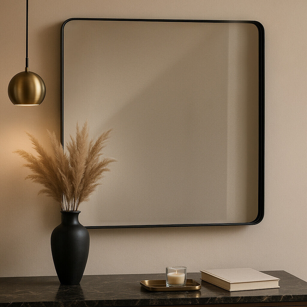 Candi Matt Black Squared Wall Mirror