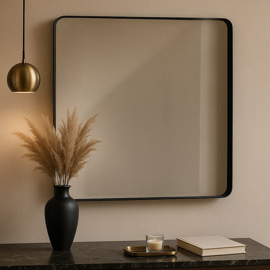 Candi Matt Black Squared Wall Mirror