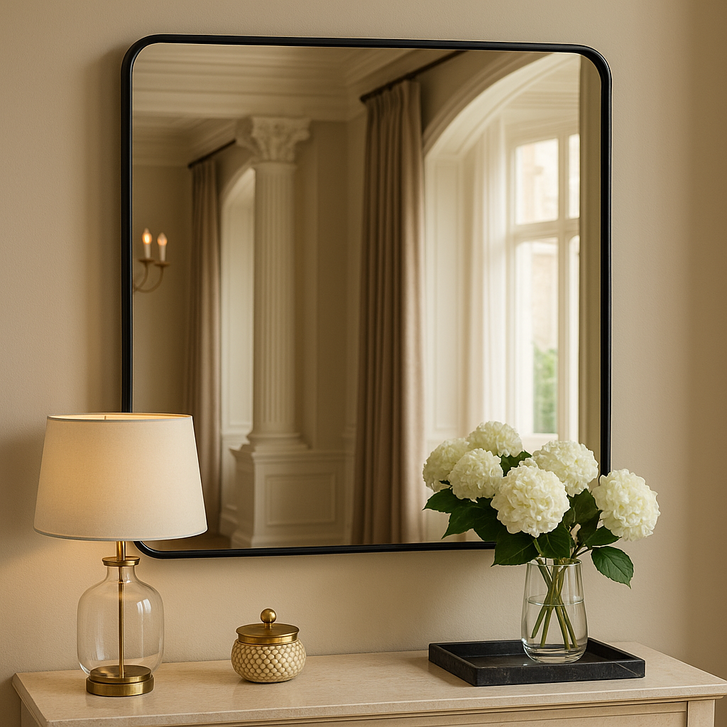 Candi Matt Black Squared Wall Mirror