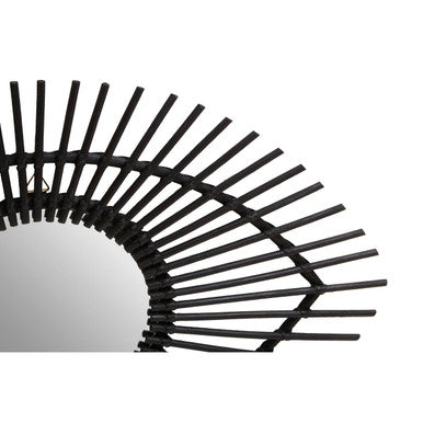 Black Natural Rattan Eye Shape Wall Mirror | Mataram