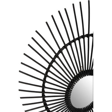 Black Natural Rattan Wall Mirror | Mataram