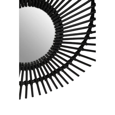 Black Natural Rattan Wall Mirror | Mataram