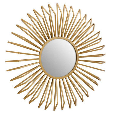 Gold Finish 3D Sunburst Metal Wall Mirror | Matera