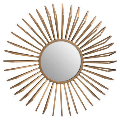 Gold Finish 3D Sunburst Metal Wall Mirror | Matera