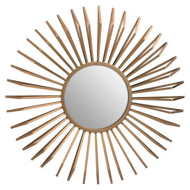Matera Gold Finish 3D Sunburst Metal Wall Mirror