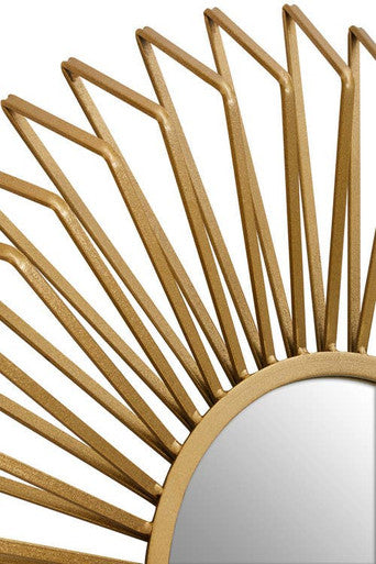 Gold Finish 3D Sunburst Metal Wall Mirror | Matera