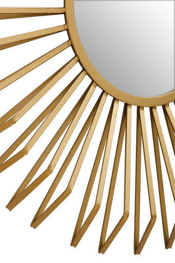 Gold Finish 3D Sunburst Metal Wall Mirror | Matera