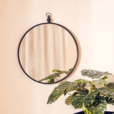 Avento Black Wall Mirror With Circular Hook