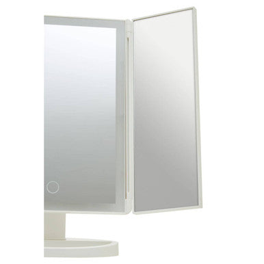 Cassini Tri Fold Border White Table Mirror