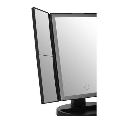Cassini Tri Fold Border Black Table Mirror