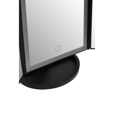 Cassini Tri Fold Border Black Table Mirror