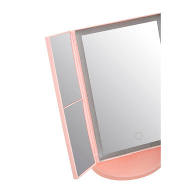Cassini Tri Fold Border Pink Table Mirror