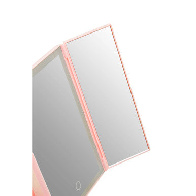 Cassini Tri Fold Border Pink Table Mirror