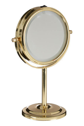 Cassini Gold Finish LED Small Table Mirror