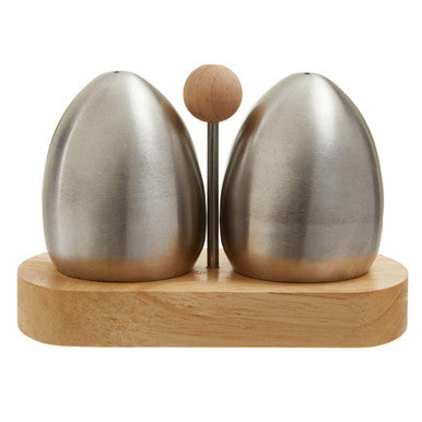 Stainless Steel and Rubberwood Salt Pepper Shakers | Natural Origins